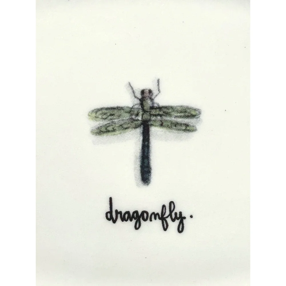 Rae Dunn Artisan Collection Dragonfly Oval Ceramic Trinket Dish White Magenta